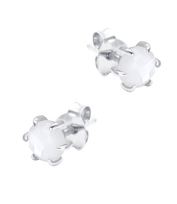 Round MOP Prong Set Silver Stud Earring STS-6315